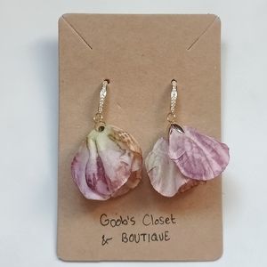 NEW HANDMADE 18K GOLD PLATED CUBIC ZIRCONIA & FALL FLOWER COPPER EARRINGS
